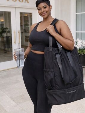 Large “Beyond Yoga” Black Tote / backpack Bag